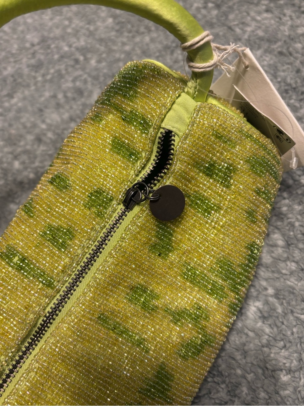 Free People Lime Green Beaded Shoulder Bag NWT